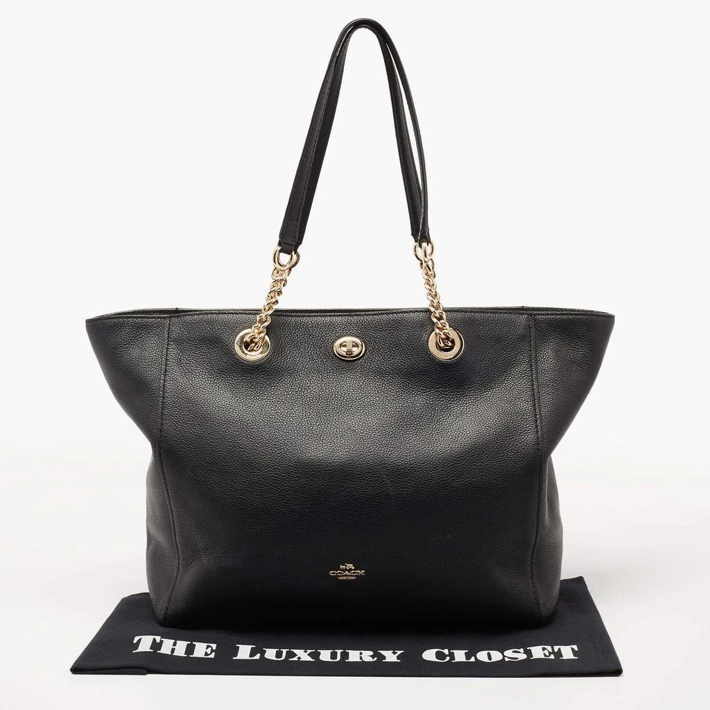 Coach Black Leather Turnlock Chain Tote 商品