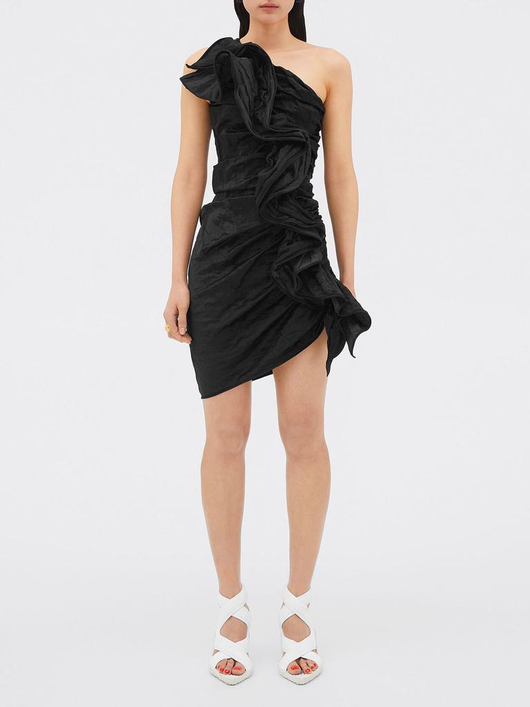 Asymmetric Ruffled Satin Mini Dress商品第2张图片规格展示