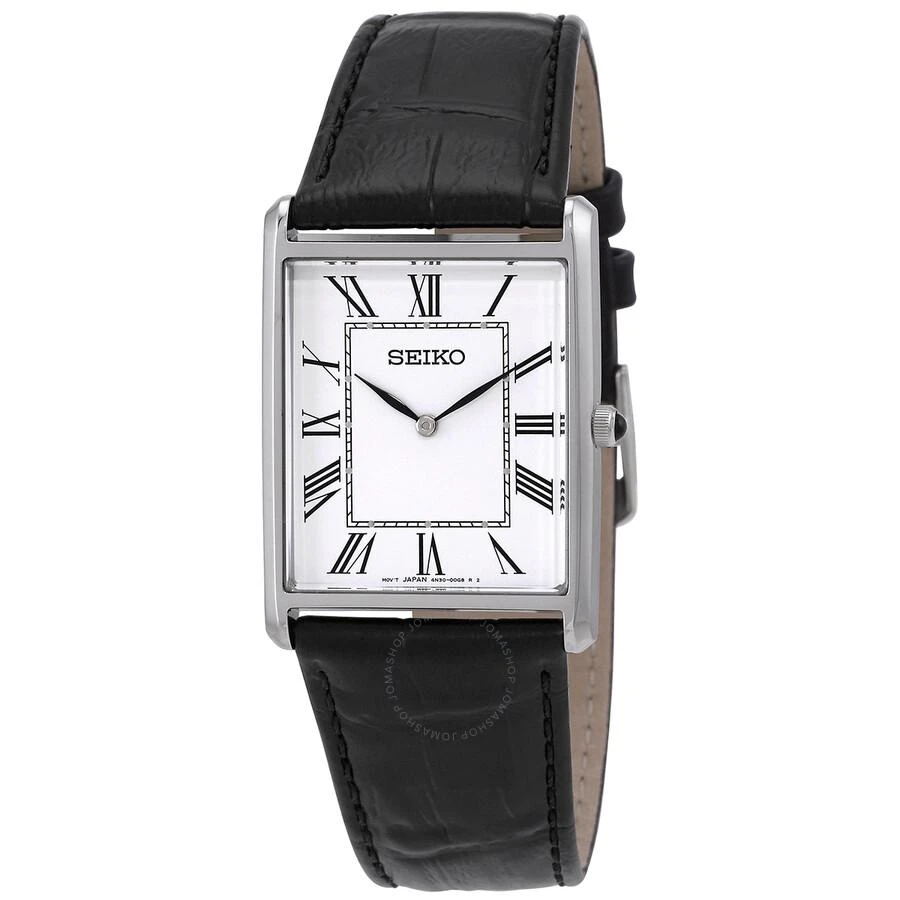 商品Seiko|Essentials Quartz White Dial Black Leather Men's Watch SWR049,价格¥813,第1张图片