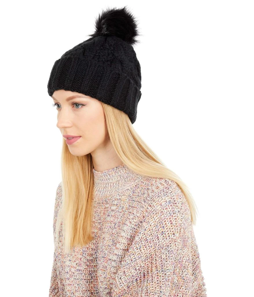 商品UGG|Knit Cable Beanie with Faux Fur Pom,价格¥411,第2张图片详细描述