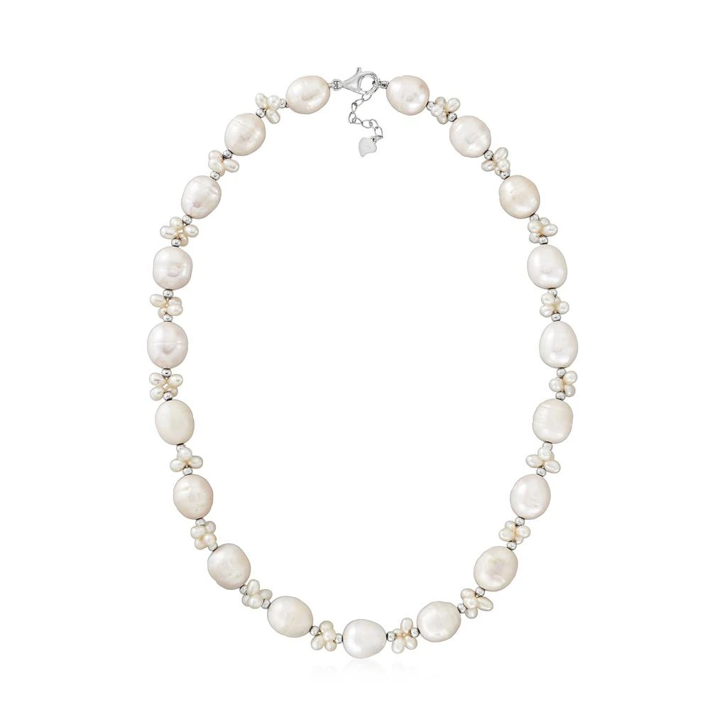 商品Ross-Simons|3.5-4mm and 11-12mm Cultured Pearl Cluster Necklace in Sterling Silver,价格¥789,第3张图片详细描述