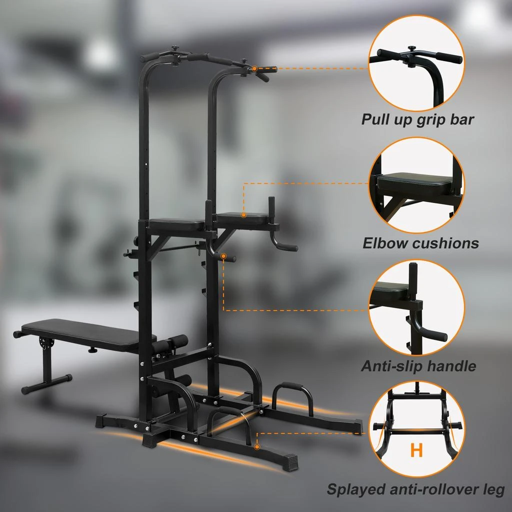 商品Streamdale Furniture|Streamdale Multifunctional Power Tower with Bench for Total Body Workout,价格¥2669,第4张图片详细描述