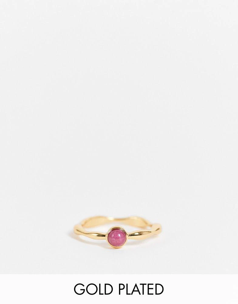 商品ASOS|ASOS DESIGN 14k gold plated ring with garnet style birthstone,价格¥115,第1张图片