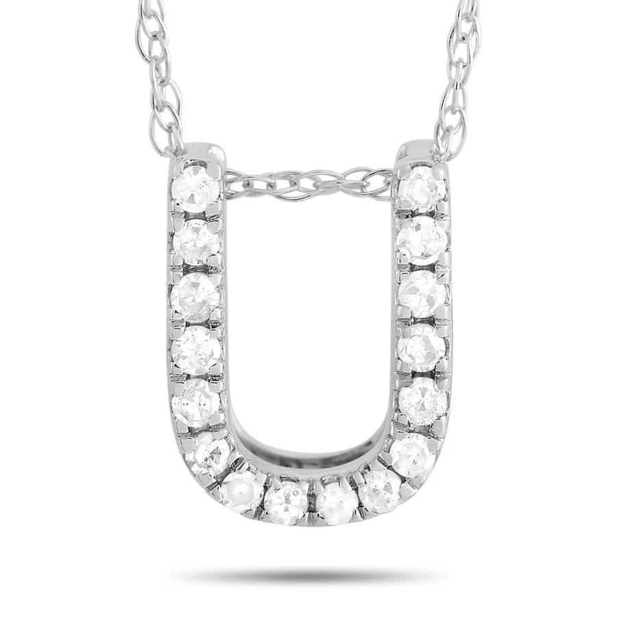 商品LB Exclusive|14K White Gold 0.10 ct Diamond Initial  x2018 U x2019  Necklace,价格¥1671,第1张图片