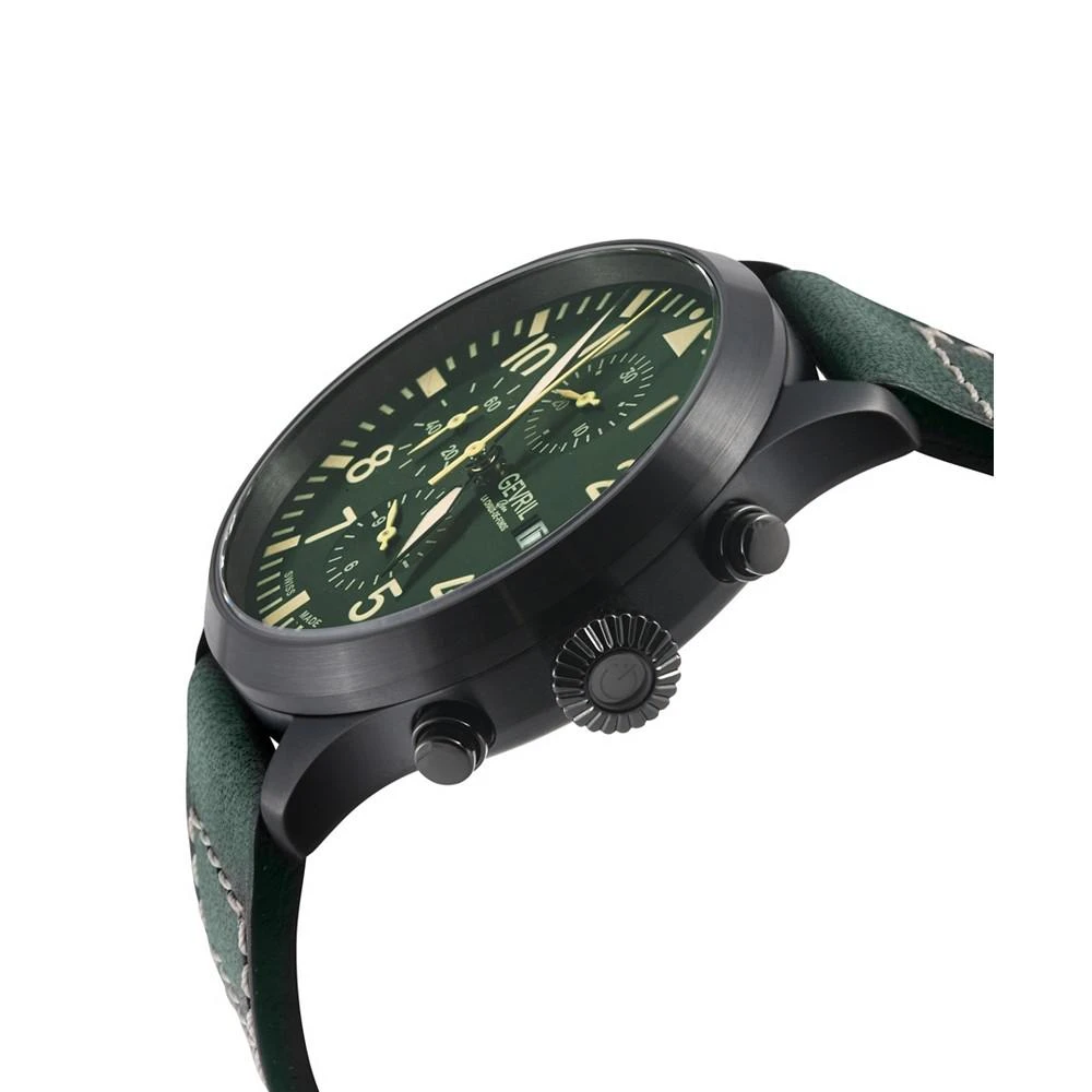 商品Gevril|Men's Vaughn Swiss Automatic Green Italian Leather Strap Watch,价格¥16007,第2张图片详细描述