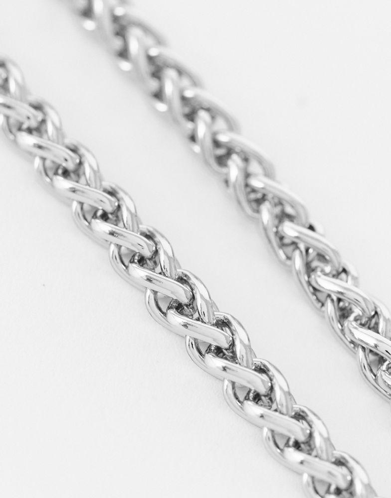 Reclaimed Vintage inspired chain necklace in silver商品第4张图片规格展示