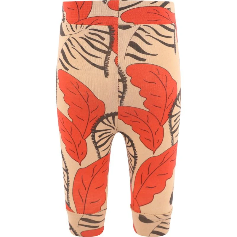 商品Mini Rodini|Zebra print organic newborn leggings in beige and red with cuffs,价格¥289,第2张图片详细描述