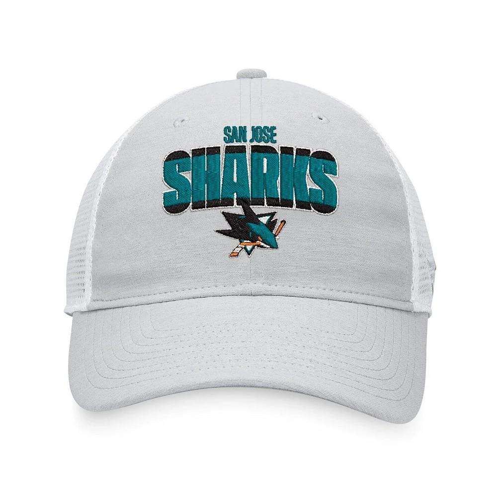 商品Fanatics|Men's Heather Gray, White San Jose Sharks Team Trucker Snapback Hat,价格¥167,第4张图片详细描述