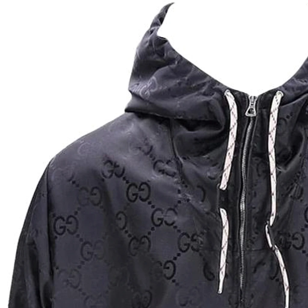 商品[国内直发] Gucci|古驰 Logo字母印花连帽长袖口袋夹克外套 男款 黑色,价格¥20912,第7张图片详细描述