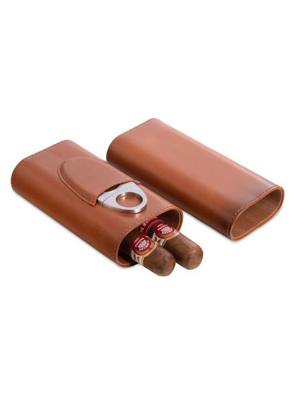 商品Bey-Berk|2-Piece Leather Cigar Holder & Stainless Steel Cutter Set,价格¥498,第3张图片详细描述