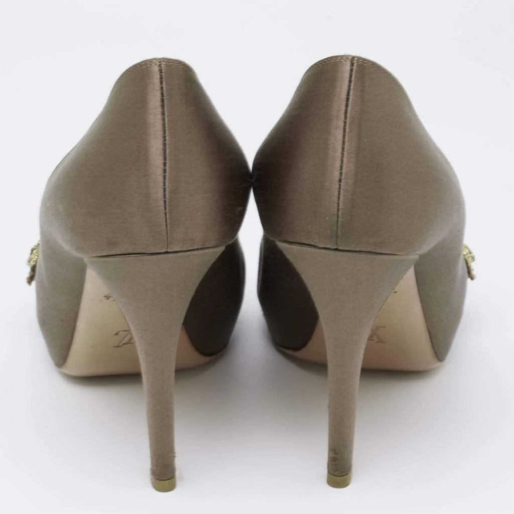 商品[二手商品] Louis Vuitton|Louis Vuitton Dark Olive Green Satin Athen Open-Toe Pumps Size 38,价格¥2037,第5张图片详细描述