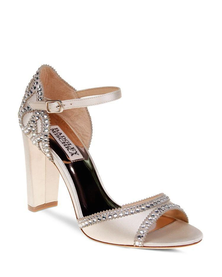 商品Badgley Mischka|Kelly Embellished Satin High-Heel Sandals ,价格¥1044,第1张图片