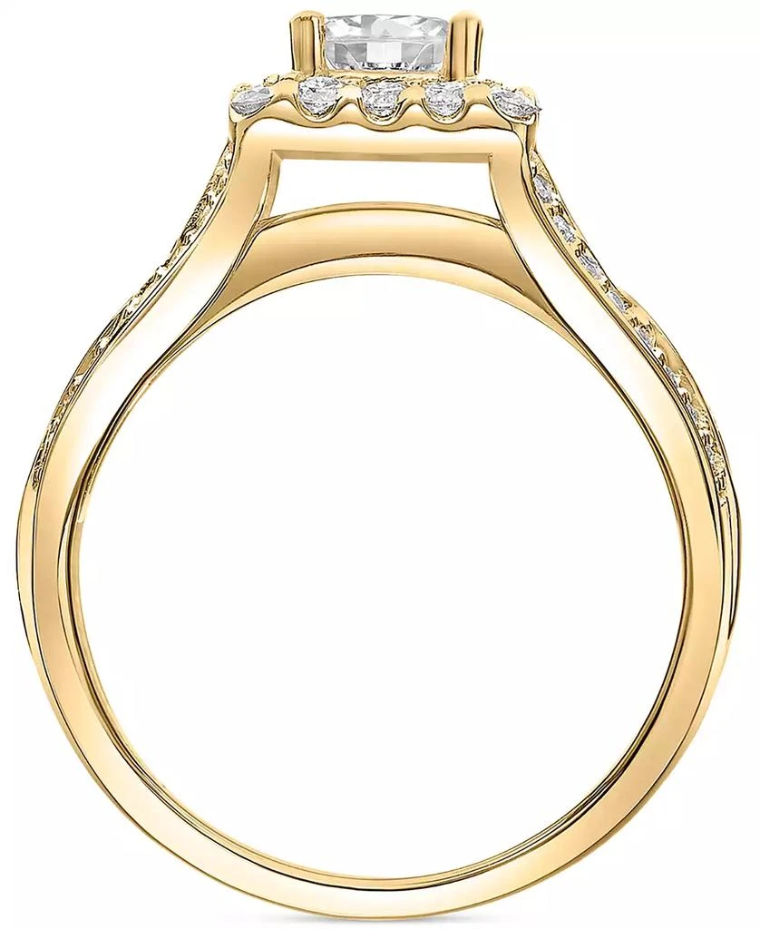 商品Macy's|Diamond Princess Halo Triple Row Engagement Ring (1-1/2 ct. t.w.) in 14k Gold,价格¥21662,第5张图片详细描述