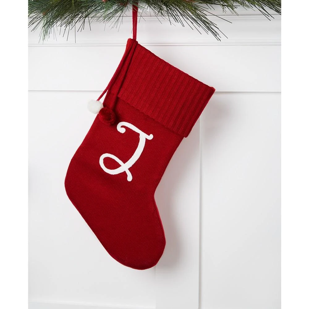 商品Macy's|Stocking Red Base White Letter Knitted Initial with Pom Pom, Created for Macy's,价格¥30,第1张图片