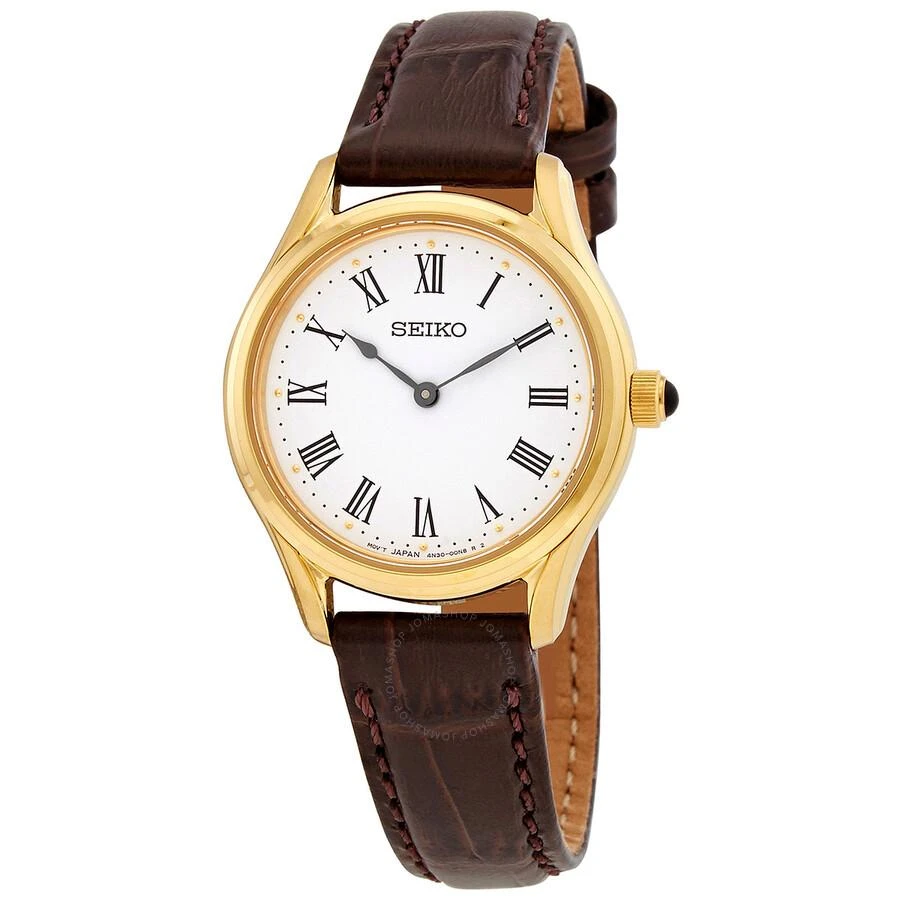 商品Seiko|Quartz White Dial Brown Leather Ladies Watch SWR072P1,价格¥813,第1张图片