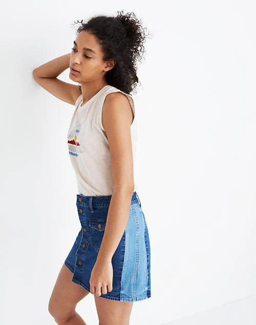 商品Madewell|Stretch Denim Straight Mini Skirt: Pieced Edition,价格¥396,第3张图片详细描述