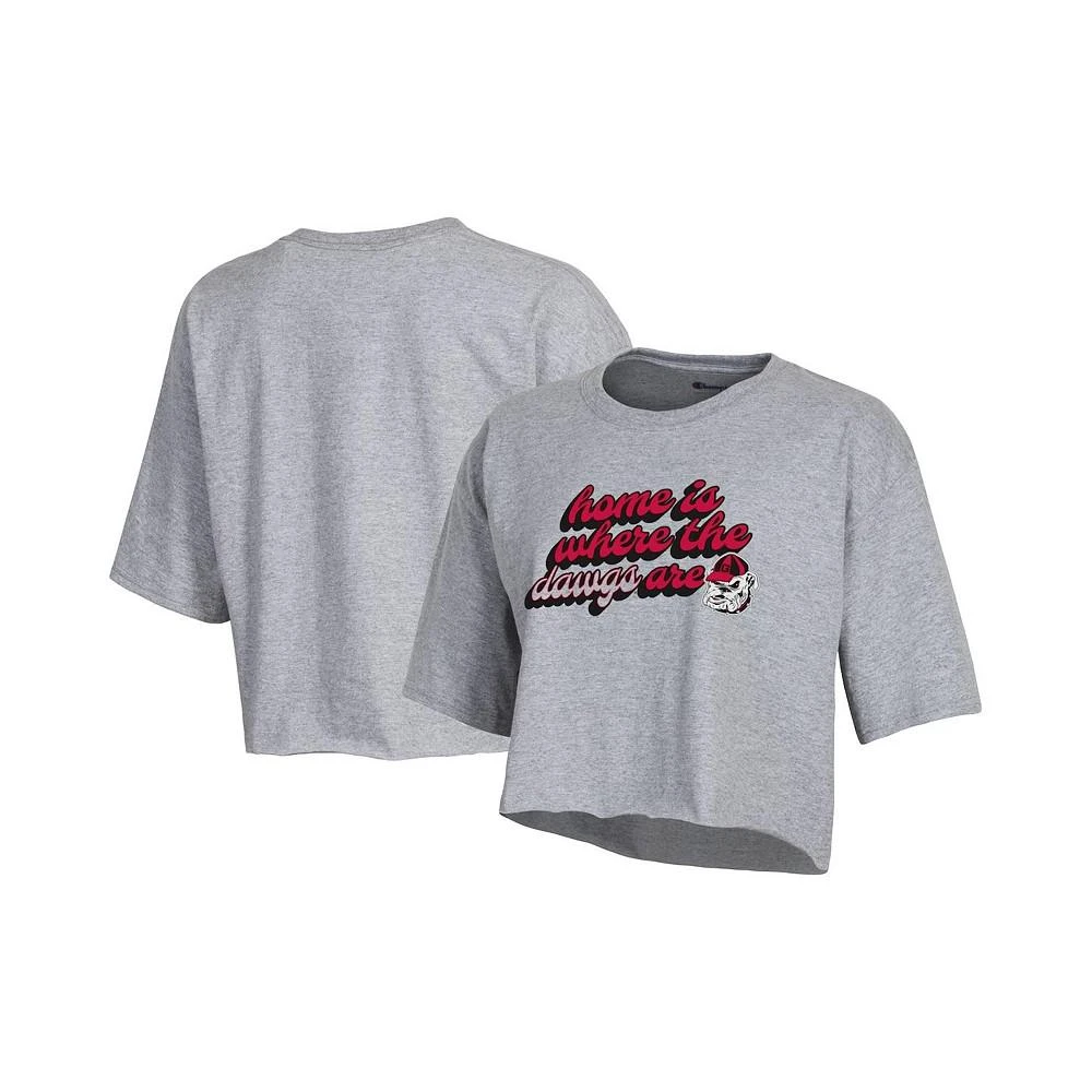 商品CHAMPION|Women's Gray Georgia Bulldogs Boyfriend Cropped T-shirt,价格¥222,第1张图片