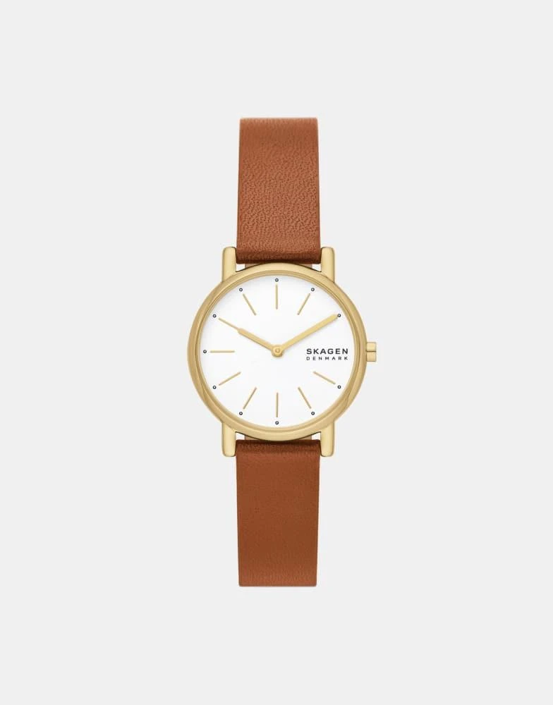 商品Skagen|Skagen Women's signatur lille two-hand, gold stainless steel watch - BROWN,价格¥1057,第1张图片