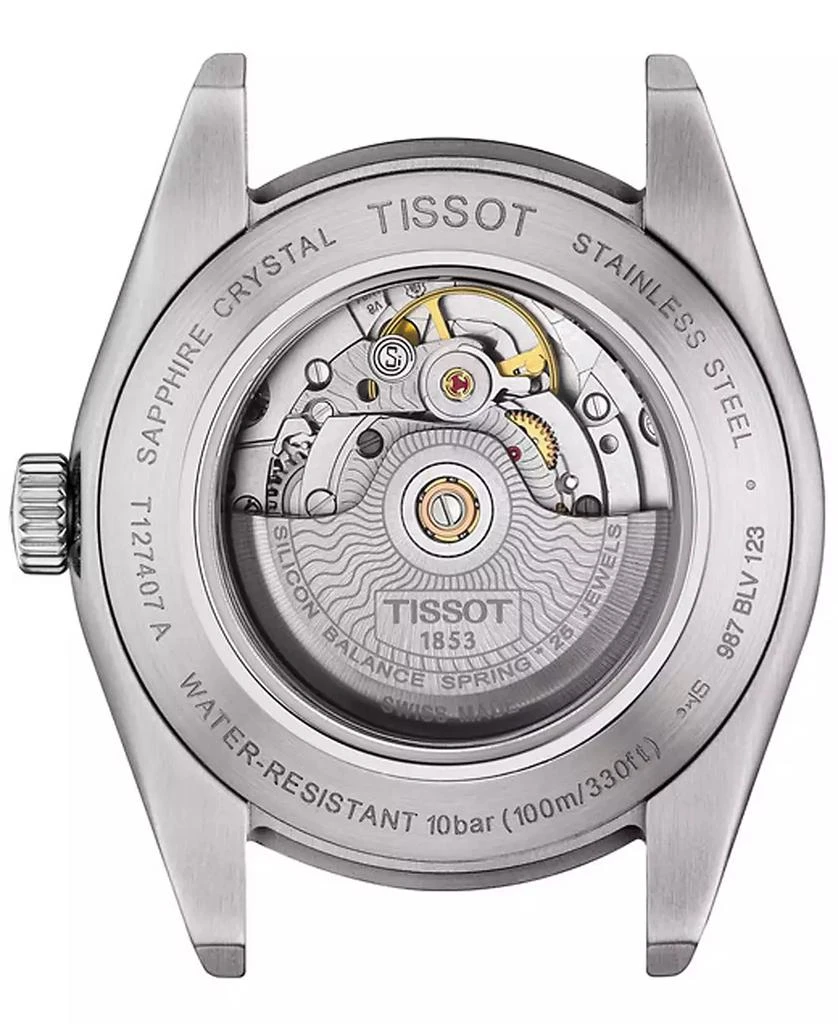 商品Tissot|Men's Swiss Automatic Powermatic 80 Silicium Brown Leather Strap Watch 40mm,价格¥6041,第3张图片详细描述