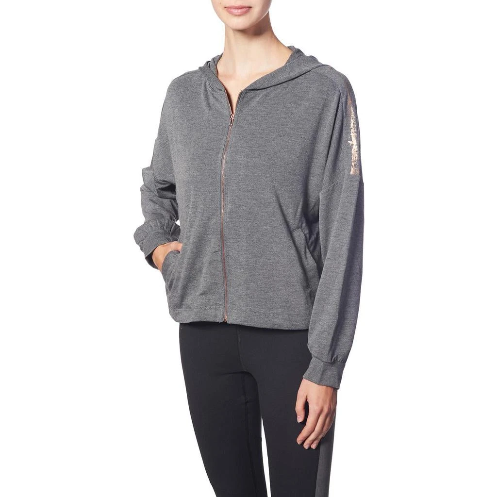 商品Splendid|Splendid Women's Metallic Striped Hooded Activewear Fitness Jacket,价格¥77,第1张图片