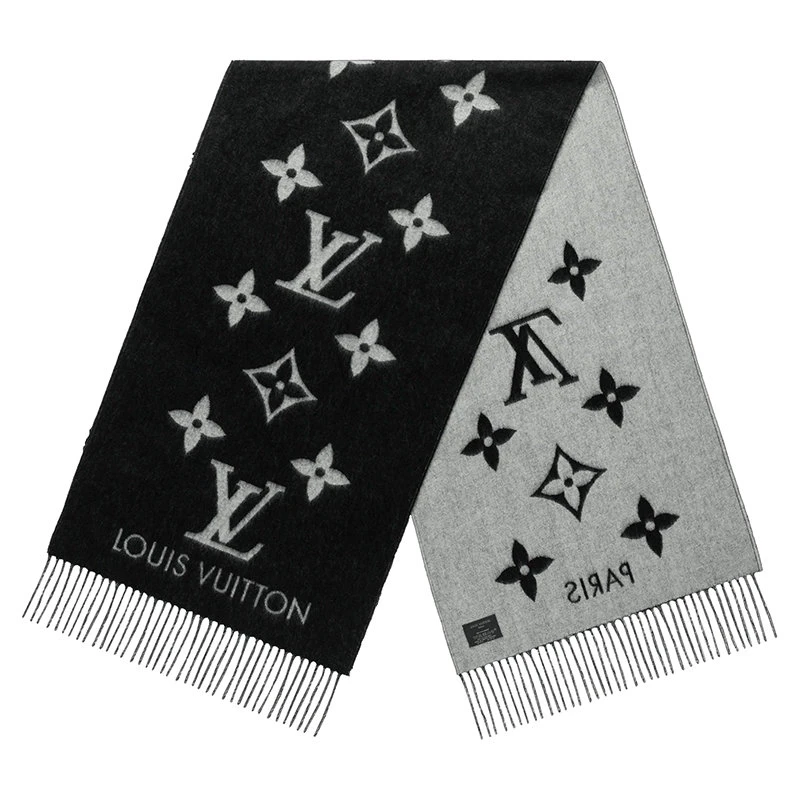 商品Louis Vuitton|路易威登 REYKJAVIK系列 女士黑色羊绒老花围巾M71040,价格¥6368,第1张图片