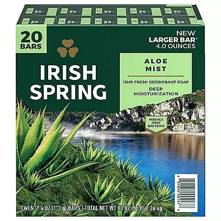 商品Irish Spring|Irish Spring Bar Soap for Men, Aloe Mist (4 oz., 20 pk.),价格¥95,第1张图片