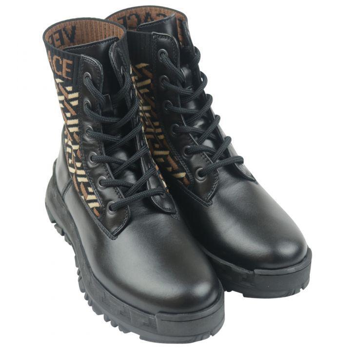 商品Versace|Black La Greca Pattern Boots,价格¥1354,第5张图片详细描述