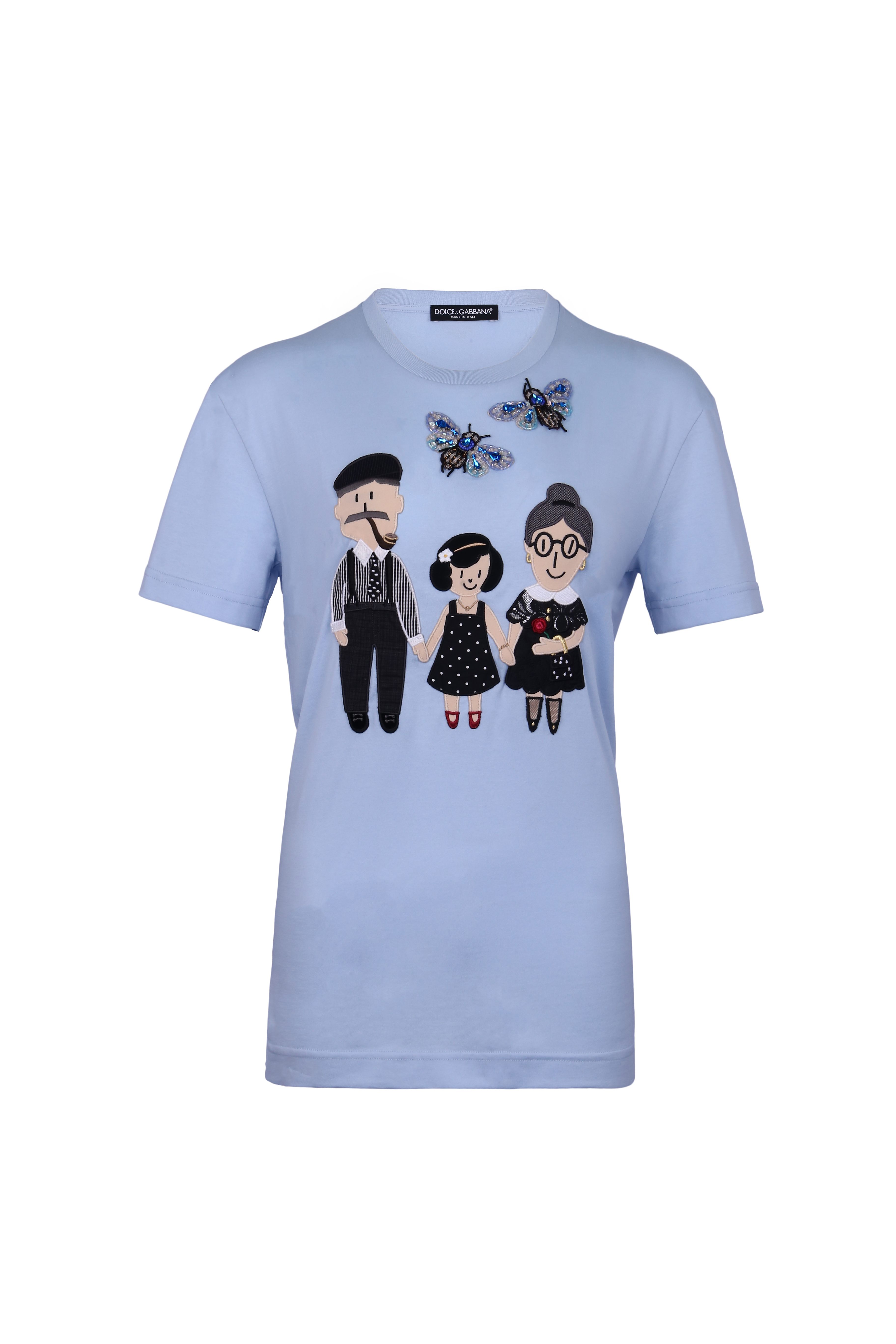 Dolce&Gabbana 杜嘉班纳 女士淡蓝色棉质T恤 F8H31Z-G7ILO-B1581商品第1张图片规格展示