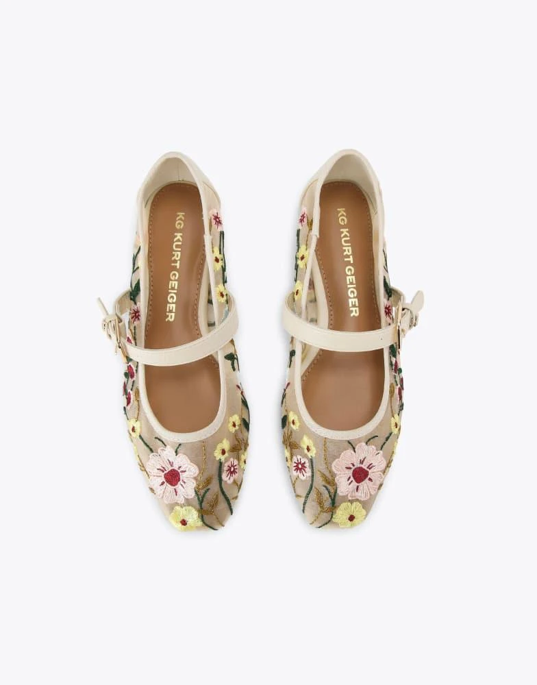 商品KG Kurt Geiger|KG Kurt Geiger Nina mesh ballets in white comb,价格¥1195,第4张图片详细描述