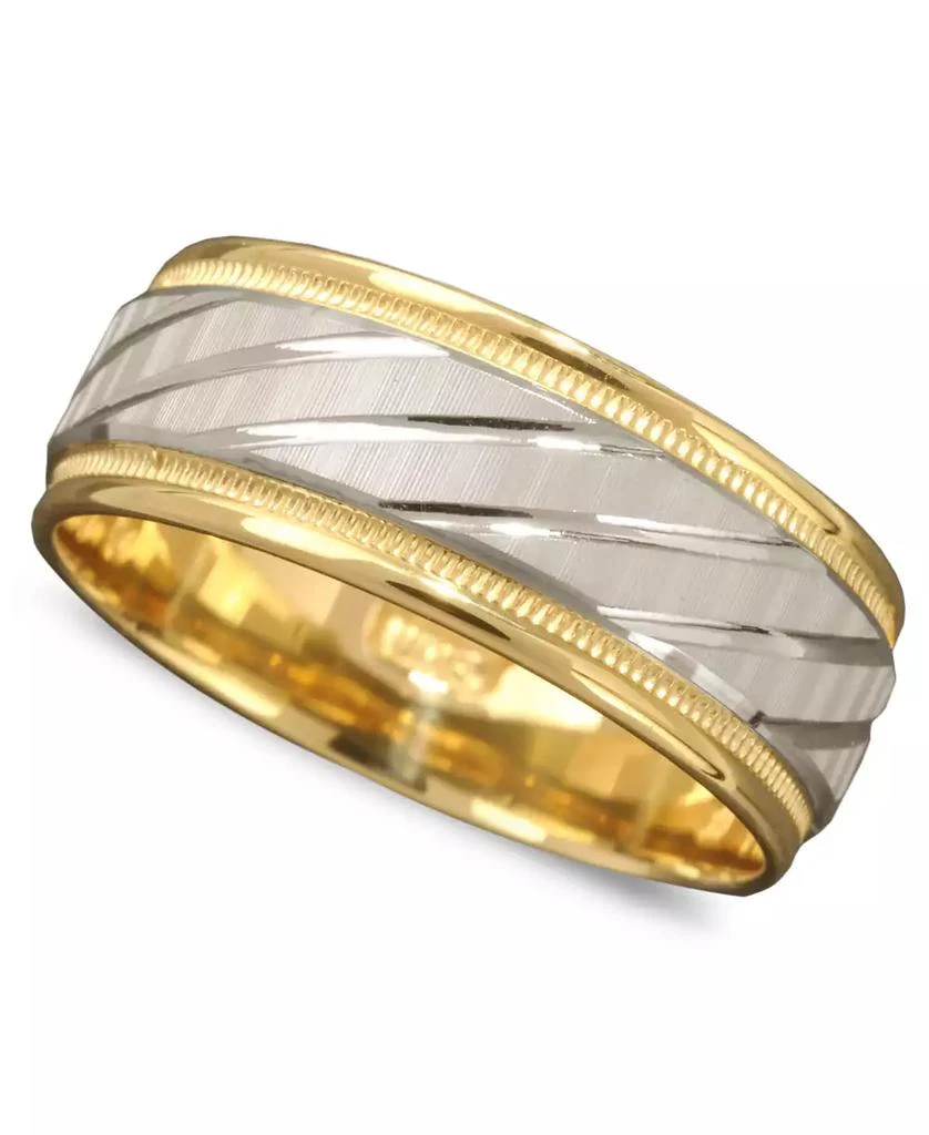 商品Macy's|Men's 14k Gold and 14k White Gold Ring, Spiral Dome Band,价格¥6731,第1张图片