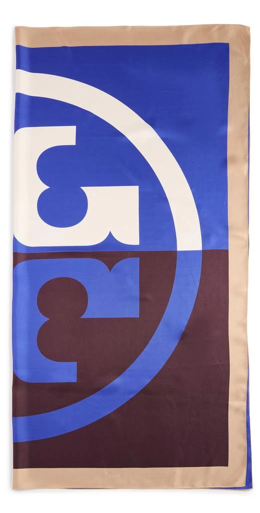 商品Tory Burch|Tory Burch 撞色徽标超大方形双面围巾,价格¥2448,第1张图片