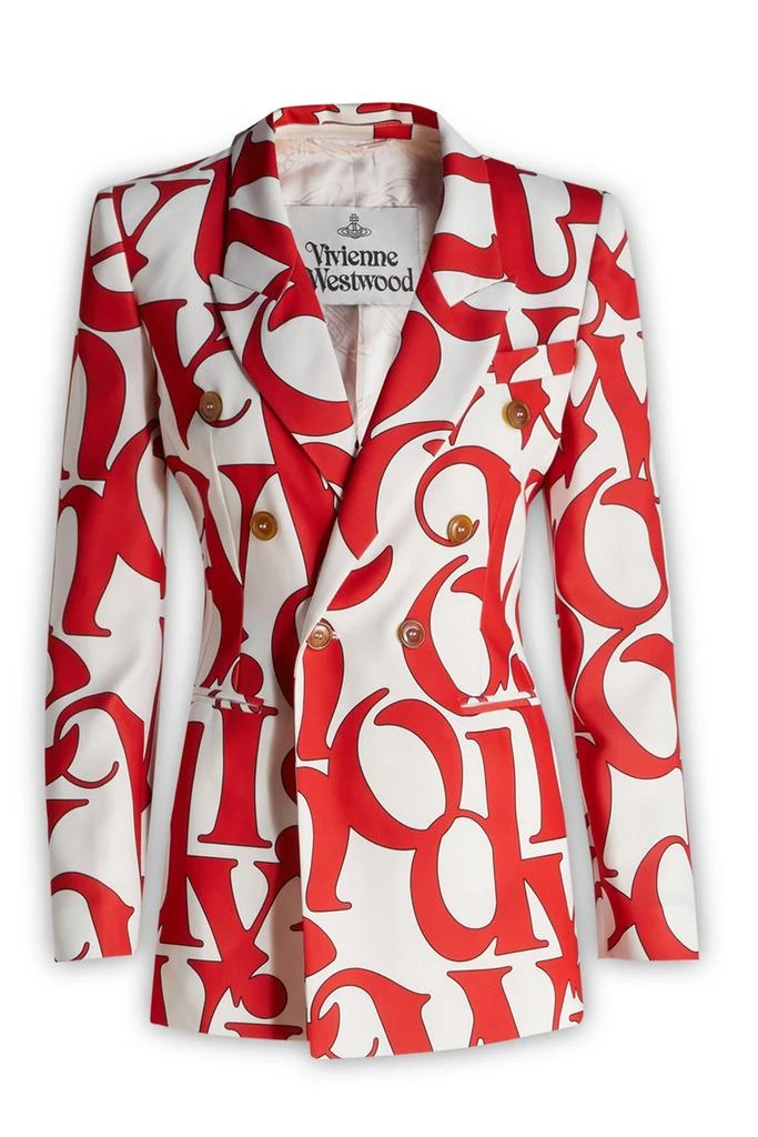 商品Vivienne Westwood|Vivienne Westwood Allover Logo Printed Double-Breasted Blazer,价格¥5080,第1张图片