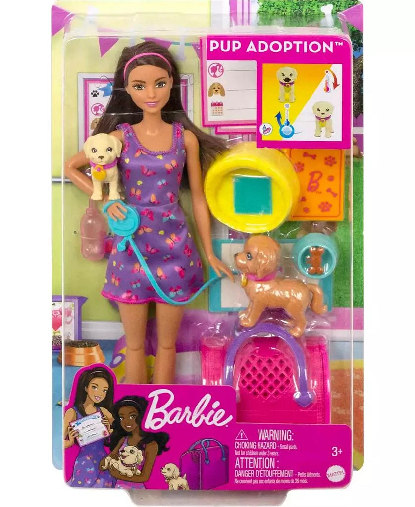 商品Barbie|Doll and Accessories Pup Adoption Playset with Doll, 2 Puppies and Color-Change,价格¥172,第1张图片