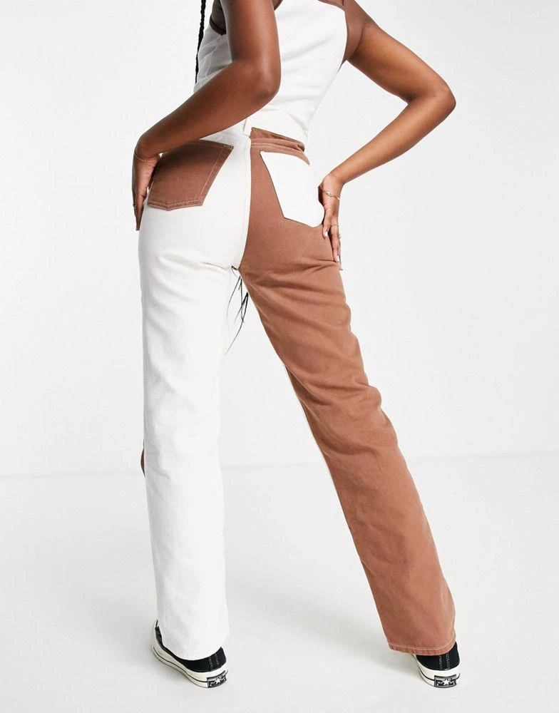 商品Topshop|Topshop panelled Kort jean in brown and white,价格¥183,第2张图片详细描述