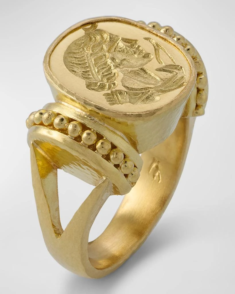 商品Elizabeth Locke|19K Yellow Gold Artemis Oval Ring with Granulated Bars and Split Shank,价格¥39819,第3张图片详细描述
