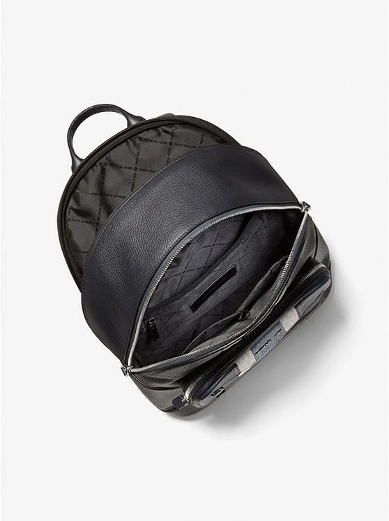 Michael Kors Mens Hudson Pebbled Leather and Logo Stripe Backpack 2