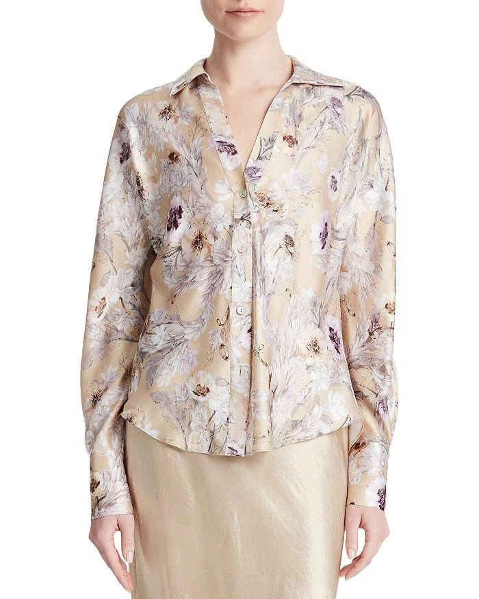 商品Vince|Silk Printed Long Sleeve Shirt,价格¥1663,第1张图片