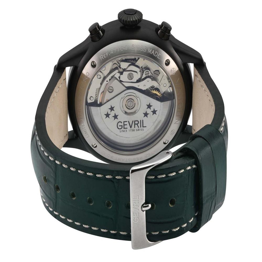 Men's Vaughn Swiss Automatic Green Italian Leather Strap Watch商品第2张图片规格展示