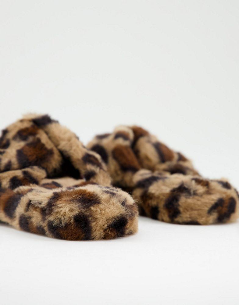 ASOS DESIGN Zeve twist slider slippers in leopard商品第3张图片规格展示