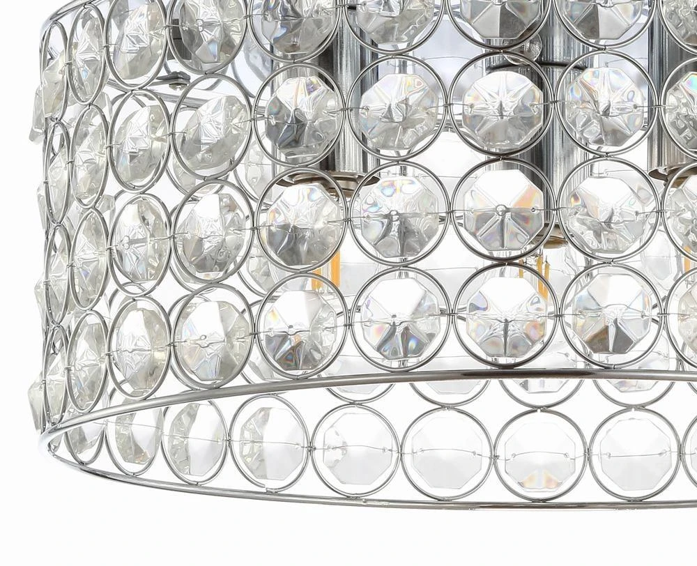 Ellen 15" 3-Light Crystal/Metal LED Flush Mount 商品