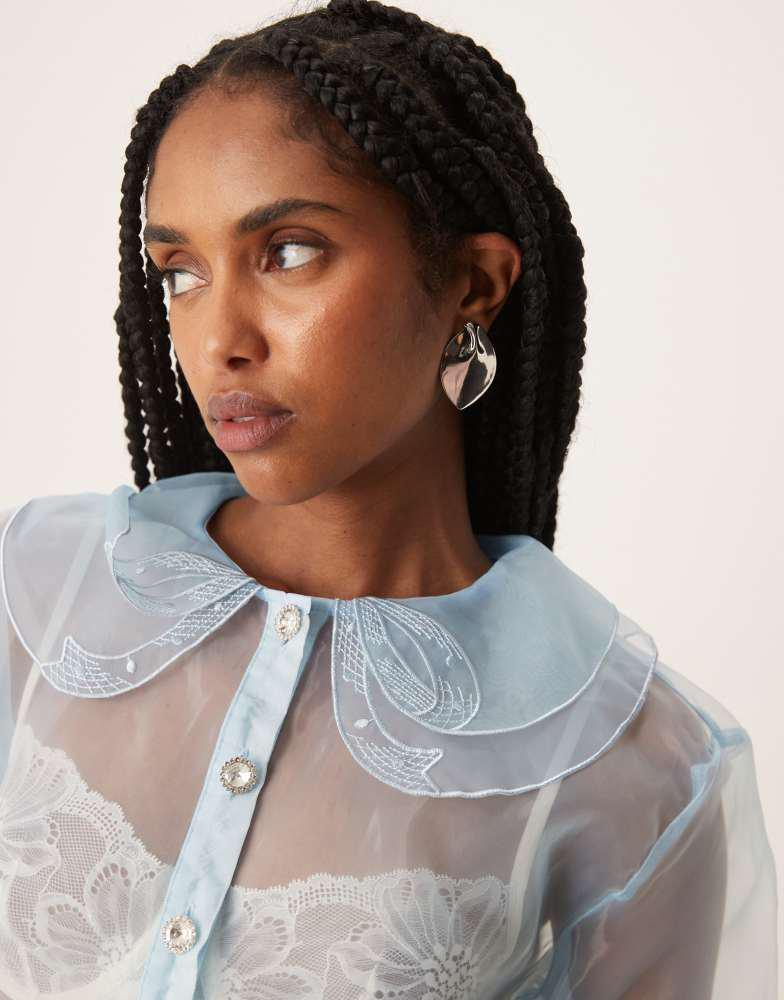 Shop Sister Jane Chicory blouse in sheer organza in light