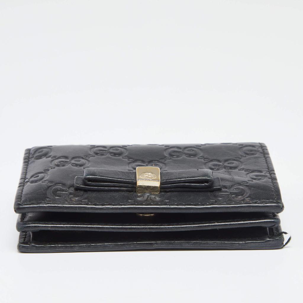 Gucci Black Guccissima Leather Bow Flap Card Case商品第7张图片规格展示