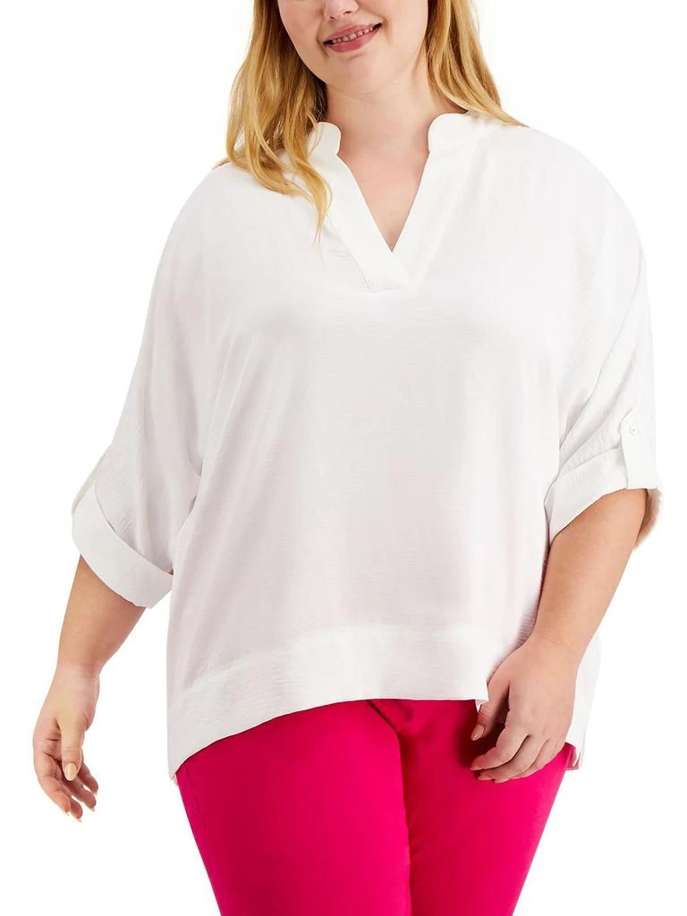 商品Calvin Klein|Plus Womens V-Neck Tunic Pullover Top,价格¥339,第1张图片详细描述
