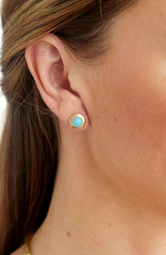 商品Savvy Cie Jewels|18K GOLD PLATED SIMULATED TURQUOISE STUD EARRINGS,价格¥246,第2张图片详细描述