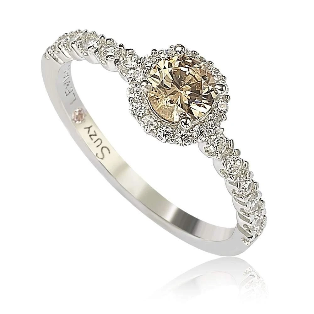 商品Suzy Levian|Sterling Silver Cubic Zirconia Petite Brown Bridal Ring,价格¥795,第1张图片