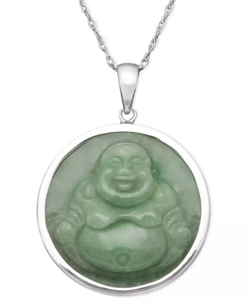 商品Macy's|Dyed Jade Carved Buddha Pendant Set in Sterling Silver,价格¥675,第1张图片