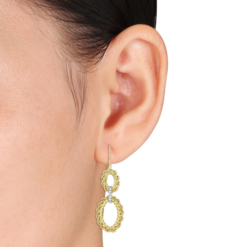 商品Mimi & Max|Tiered Hoop Dangle Hook Earrings in 14k Yellow Gold with White Gold Accents,价格¥1036,第2张图片详细描述