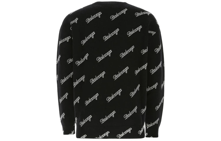 商品[国内直发] Balenciaga|巴黎世家 SS21 刺绣Logo印花长袖毛衣 宽松版型 男款 黑色,价格¥5416,第3张图片详细描述