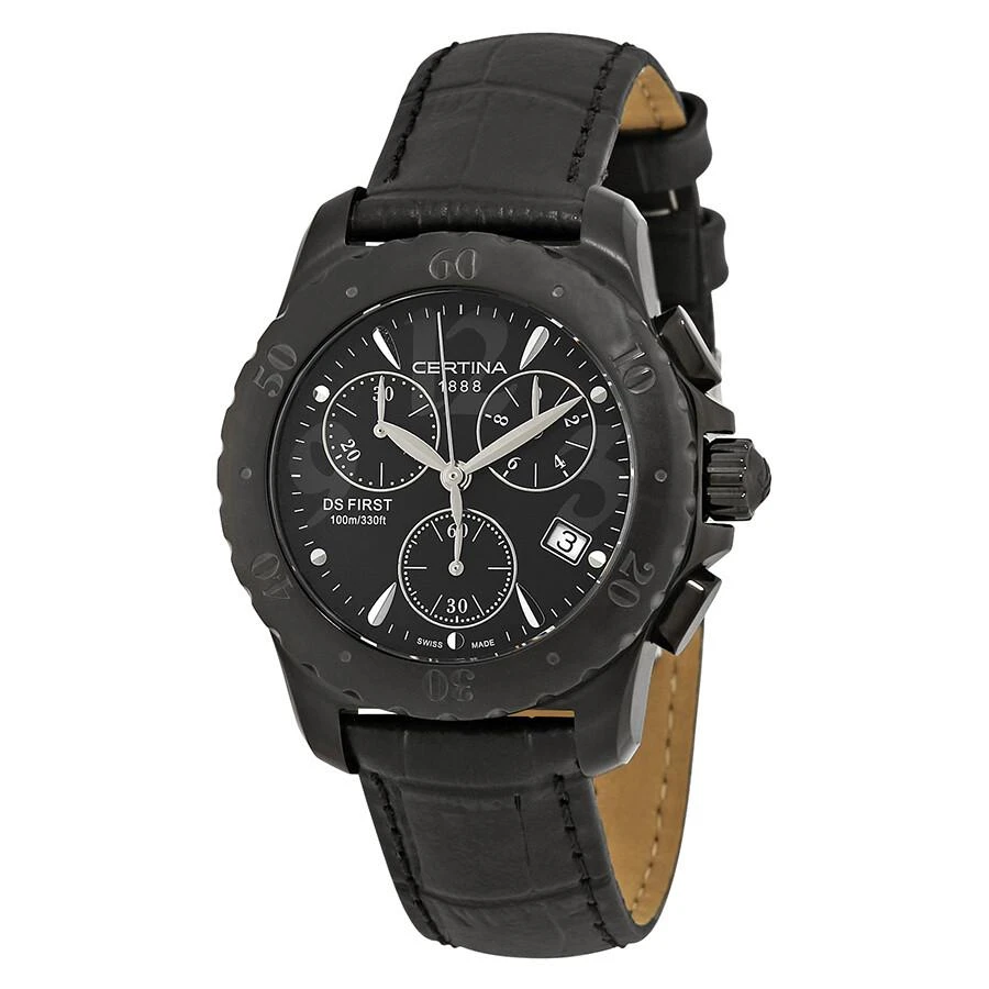 商品Certina|Certina DS First Chronograph Quartz Black Dial Ladies Watch C538.7084.46.61,价格¥1340,第1张图片