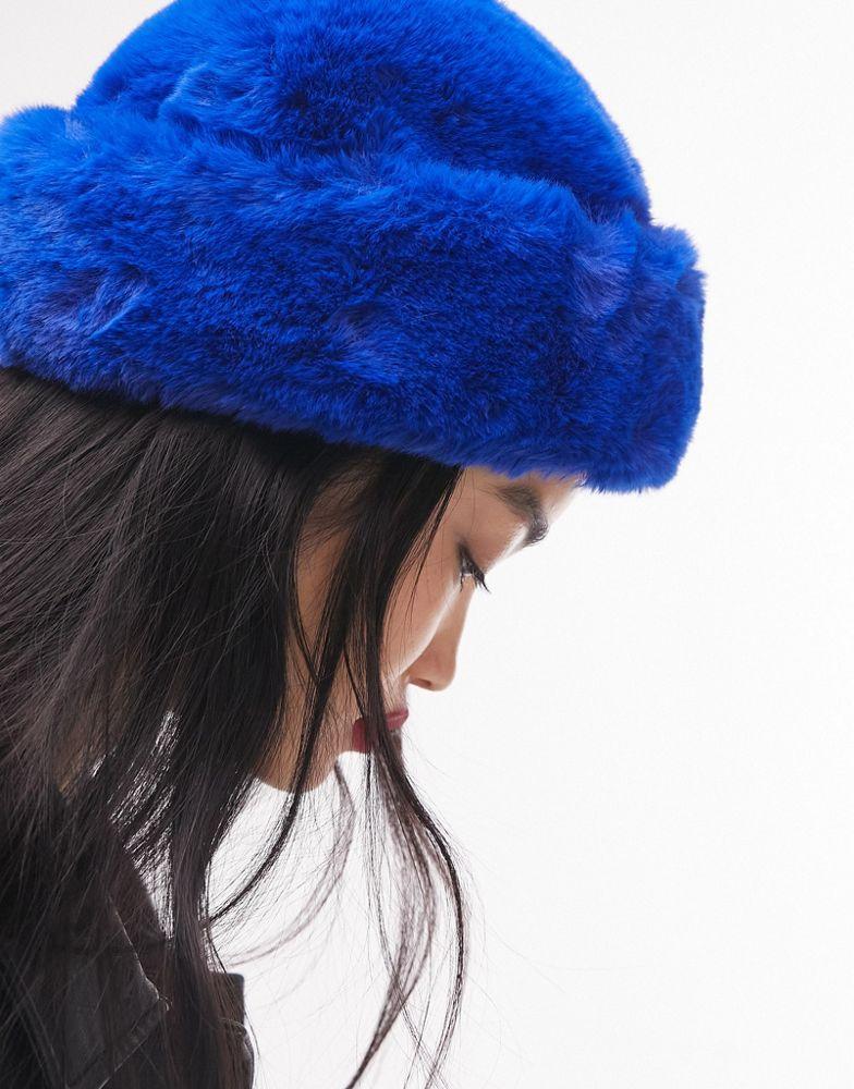 商品Topshop|Topshop faux fur hat in cobalt,价格¥176,第1张图片